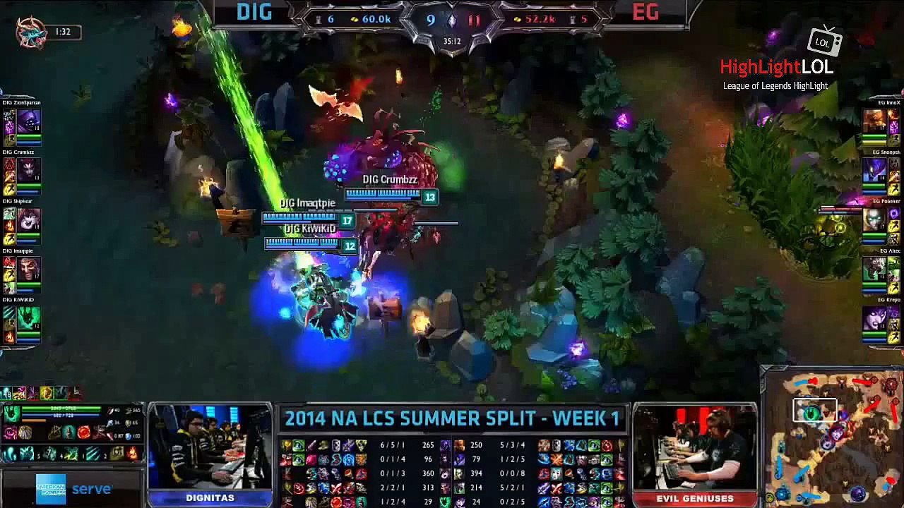 Highlight EG Snoopeh Steal Baron Dig vs EG NA LCS Summer 2014