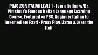 PDF PIMSLEUR ITALIAN LEVEL 1 - Learn Italian w/Dr. Pimsleur's Famous Italian Language Learning