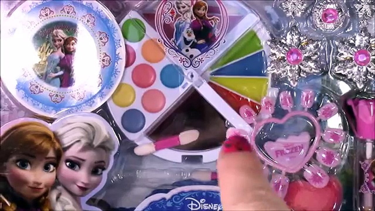 Disney Princess FROZEN Beauty Kit! ANNA ELSA Makeup Blush Lip Gloss Nails! Jewelry! SHOPKI