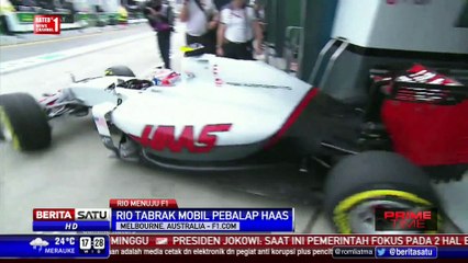 Mobil Rio Haryanto dan Pembalap Grosjen Bertabrakan