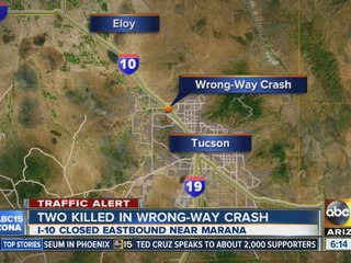 Two dead in wrong-way crash on Interstate 10