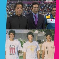 imran khan waseem akram or waqar younas match dekhney ground pohnch gae