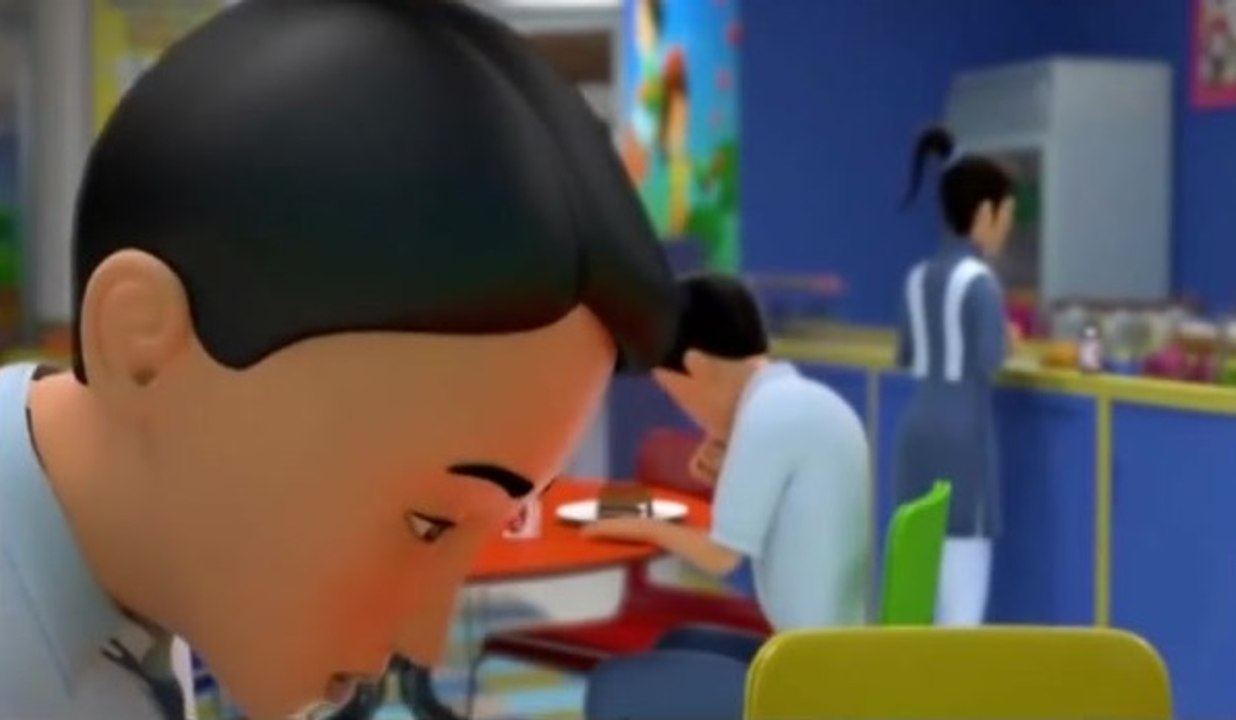 Germs in School Canteen Food Cartoon Series