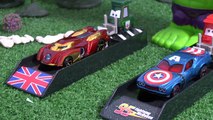 Batman vs Superman with Cars and Avengers Captain America v Iron Man Hulk KIds Toys Fun Race