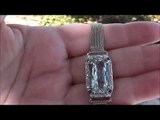 Antique 8.6ct Aquamarine Diamond Bracelet Platinum 14K Heavy Estate Jewelry