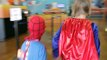 Little Spiderman vs Supergirl, Trampoline Park Fun In Real Life Trampoline Comic | SuperHeroKids