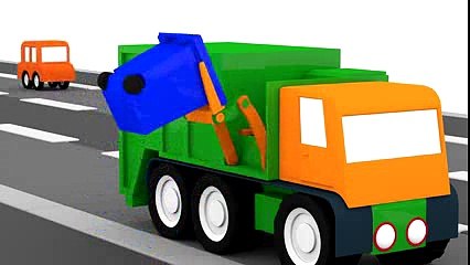 Dessin animé en 3D pour enfants. Quatre voitures colorées - camion-poubelle - YouTube