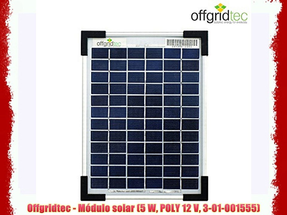 Offgridtec - Módulo solar (5 W POLY 12 V 3-01-001555)