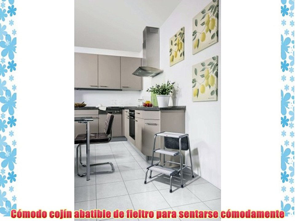 Hailo Klettermax - Taburete de acero con peldaños de aluminio escamoteable para un doble uso