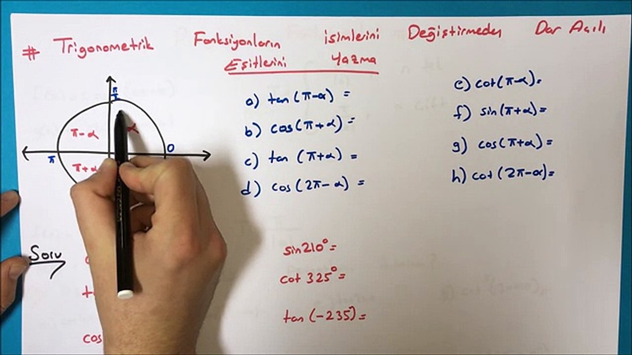 TRİGONOMETRİ - 2 - Öğretici Video + 11 Sınıf Yazılı Hazırlık