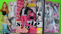 Barbie Fashion com Bonecas Disney Anna Elsa do Frozen Abrindo Jogos de Vestir Moda Roupas de Boneca