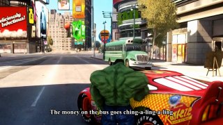 Spiderman Car For Kids - The People on the Bus -  Fun Incredible Hulk & Mickey Mouse