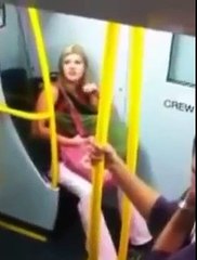 Angry Australian Female Attacks Man on Train! - Drunk Train Commuter