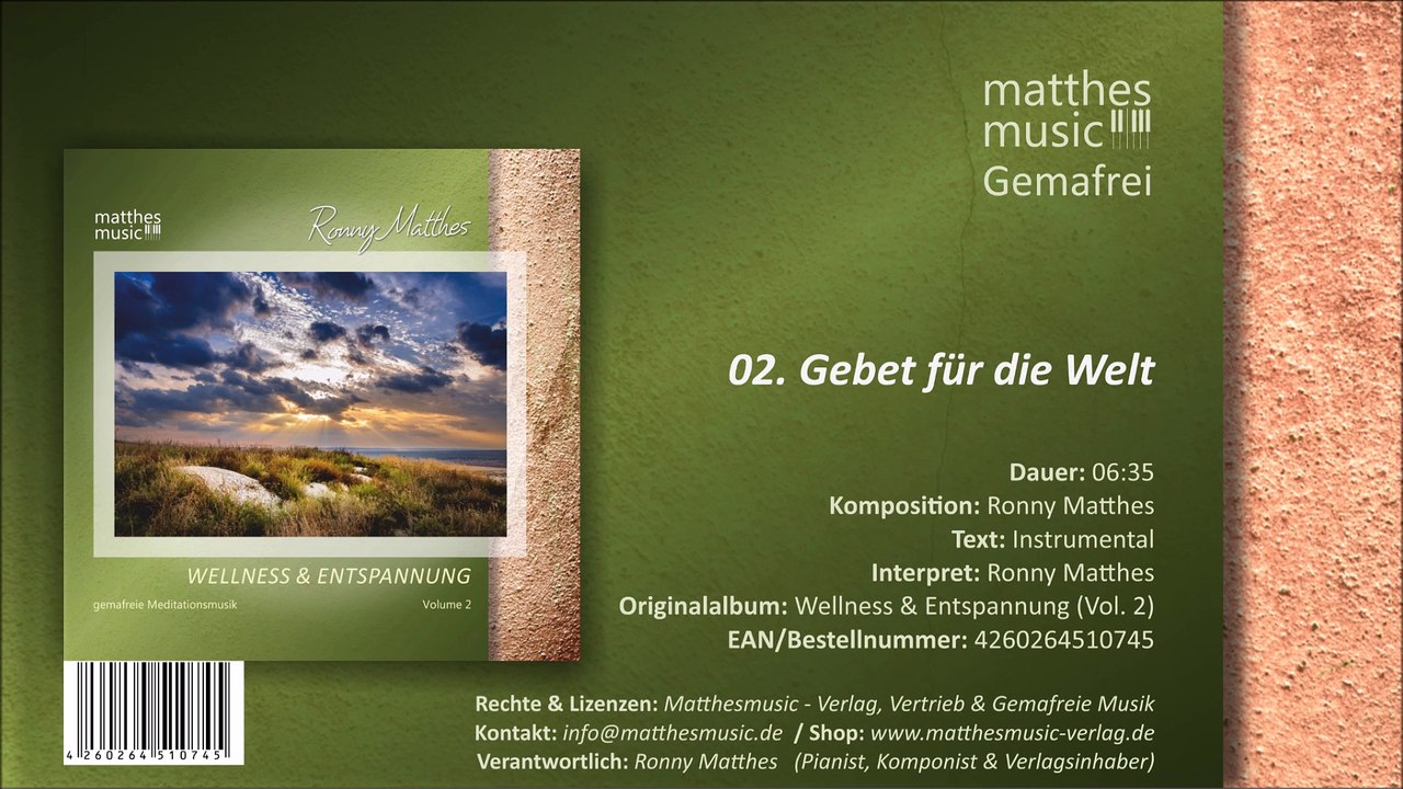 Gebet für die Welt - Christliche Entspannungsmusik (02/05) - CD: Wellness & Entspannung, Vol. 2