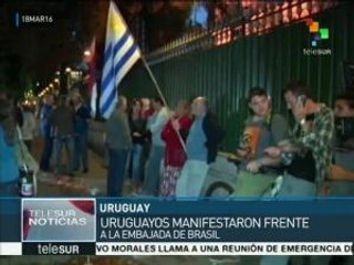 Uruguayos se manifiestan en solidaridad con el gobierno de Brasil