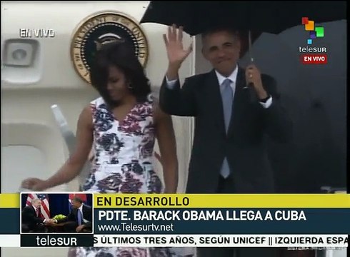 Arriba Barack Obama a La Habana; lo recibe Canciller Bruno Rodríguez
