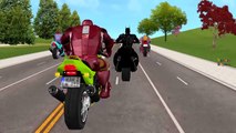Bike Racing Videos For Children By Spiderman Ironman Hulk Batman Superman Cartoons