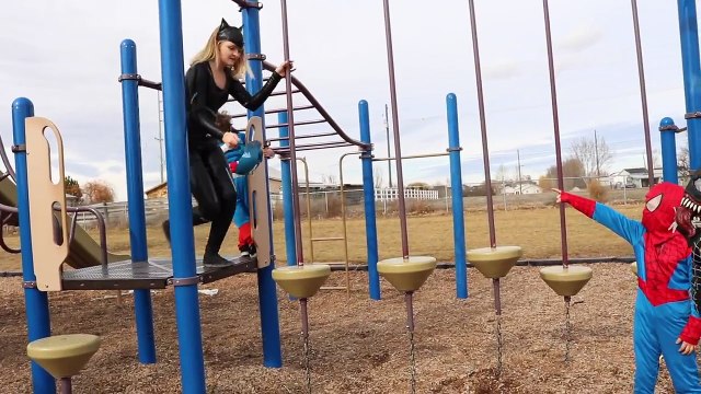 Little Spiderman & Captain America & Venom vs Catwoman | In Real Life | Superhero Battle!