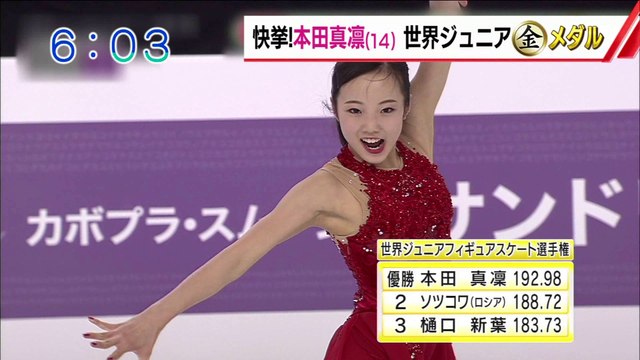 3/21 本田真凜選手 世界ジュニア優勝 ＡＢＣ (関西ローカル)