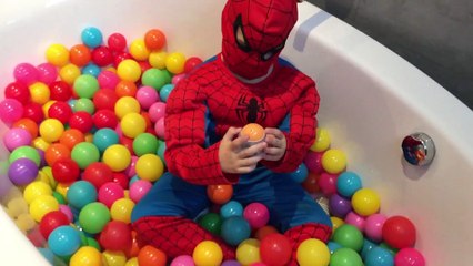 Spiderman Baby Bath Time Spiderbaby Pit Balls Pool Surprise Eggs Sear Superheroes Real Life Videos