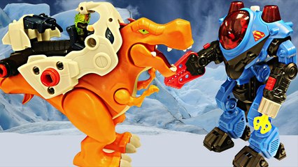Dinosaur T-Rex Imaginext Toy Review Batman Steals Dinosaur Control Vest and Attacks Spiderman