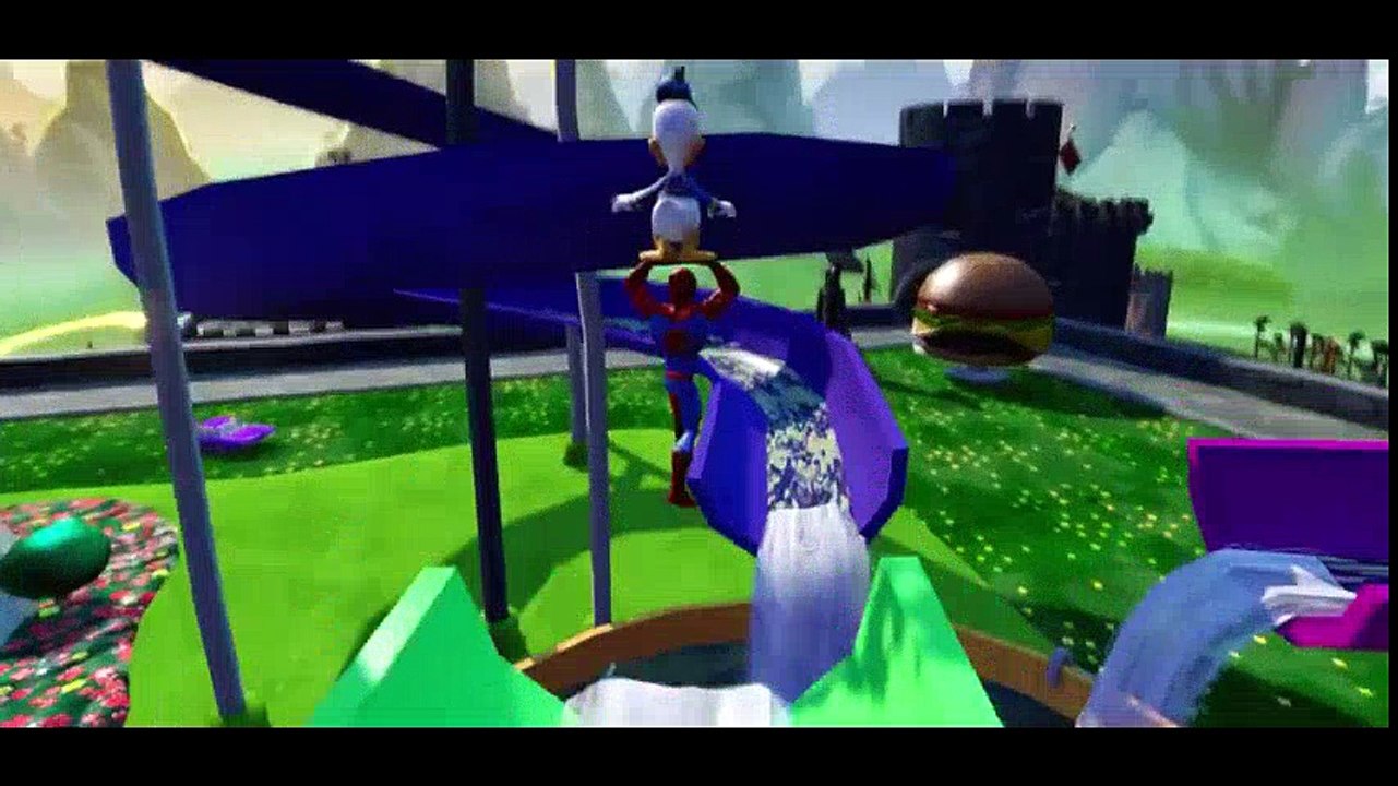 Spiderman saves Donald Duck and Lightning McQueen from jail!! Water slides Playtime Kids video  Old Cartoons