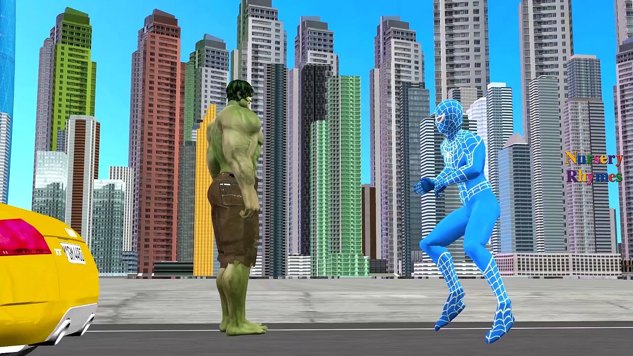 Blue Spiderman Vs Hulk Cartoons Fighting And Singing Finger Family Children Nursery Rhymes
