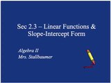 A2 2.3 Linear Functions