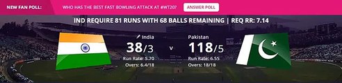 ICC T20 World Cup Cricket 2016  India vs Pakistan fall of wickets - hightlight