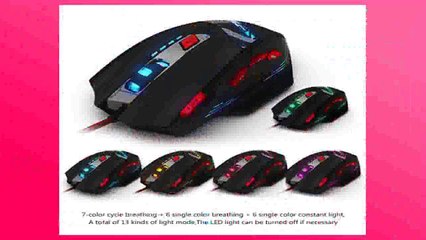 Zelotes 100016002400320055009200 DPI High Precision 8 Button LED Optical USB Wired