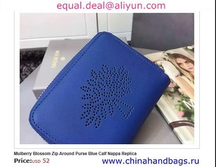 Mulberry Blossom Zip Around Purse Blue Replica for Sale