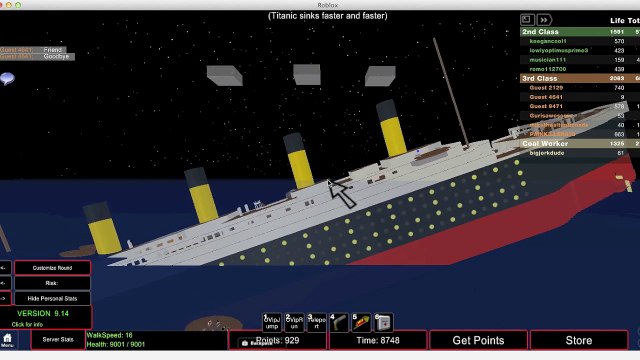 Titanic Sinking Roblox - roblox titanic glitch