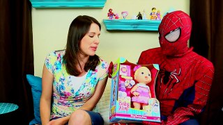 BABY ALIVE Vomit & Barf Doll Review of Bitsy Burpsy Baby & Pee Diaper with Spiderman & Dis