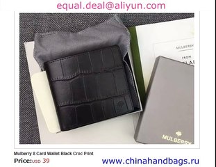 Mulberry 8 Card Wallet Black Croc Print Replica for Sale