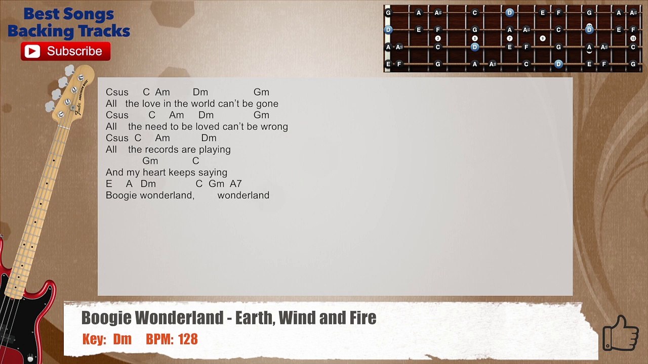 Boogie Wonderland - Earth, Wind and Fire Bass Backing Track with chords and lyrics
