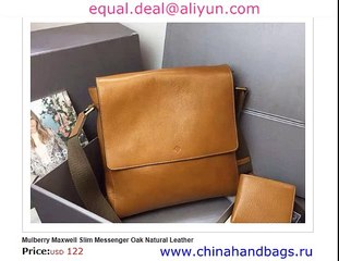 Mulberry Maxwell Slim Messenger Oak Real leather Replica for Sale