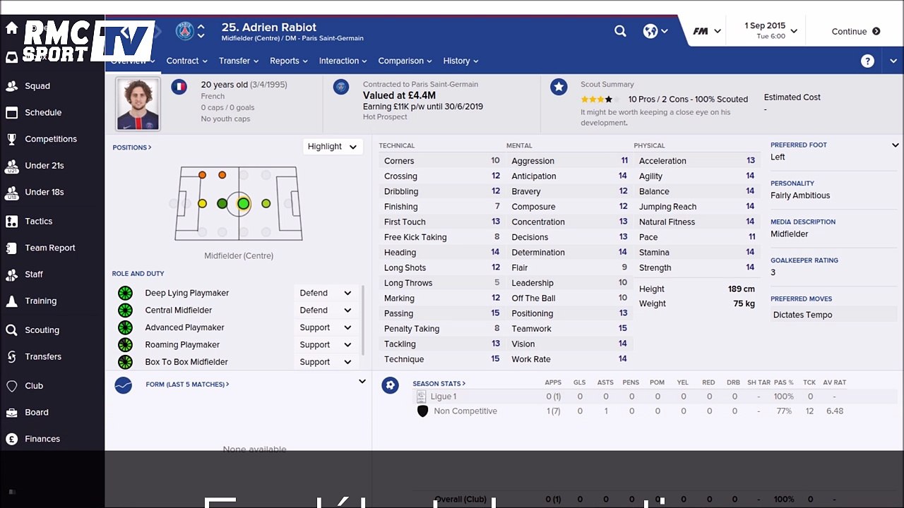 Que devient Adrien Rabiot sur Football Manager 2016 ?