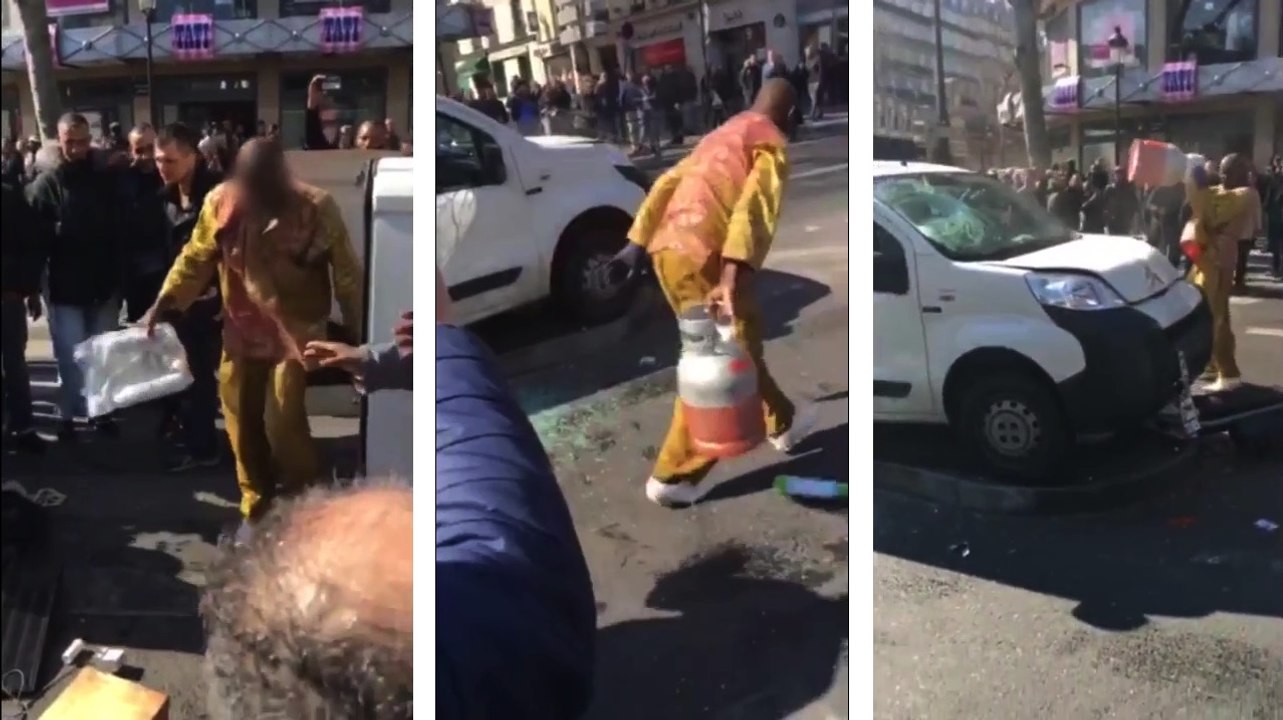 Un homme devient fou et détruit sa voiture en pleine rue à Paris