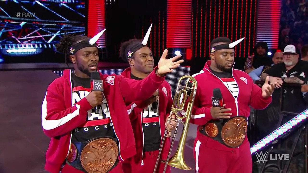 The Rock and The Usos lay the smackdown on The New Day- Raw, Jan. 25, 2016