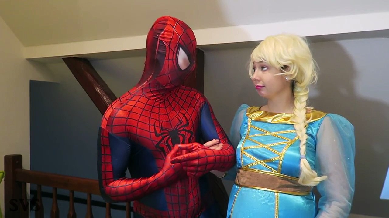 Pregnant Frozen Elsa Prank Vs Spiderman Not Spiderbaby Superhero Fun In Rea...