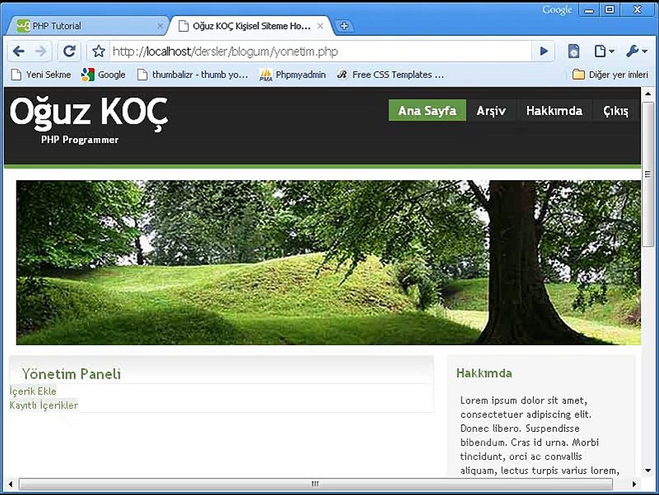 PHP Blog Kodlama 6 Görsel Ders