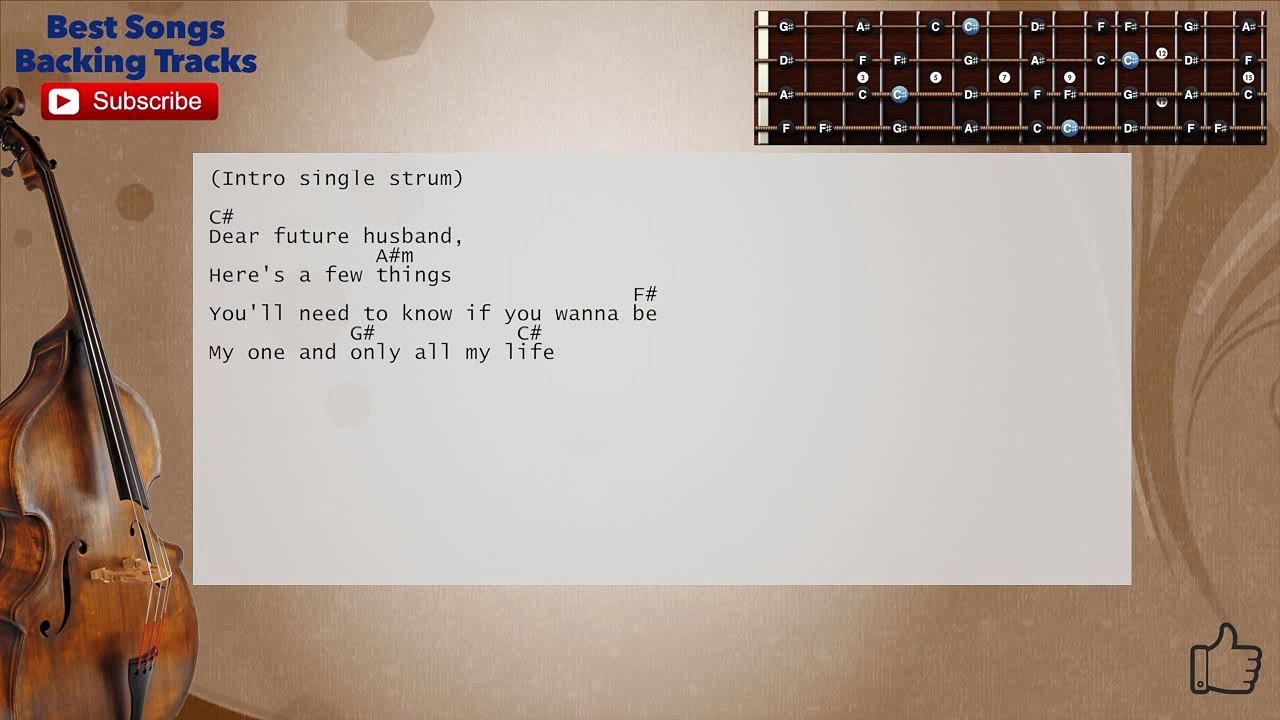 Dear Future Husband - Meghan Trainor Bass Backing Track with scale, chords and lyrics