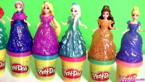 Play Doh Sparkle Princess Ariel Elsa Anna Disney Frozen MagiClip Glitter Glider Magic Clip Dolls