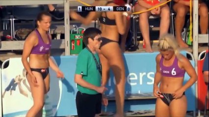 A lovely Roumanian triple jumper Denmark beach handball Cristina Bujin 2015