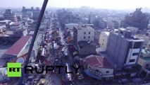 Search and rescue op in Tainan, Taiwan after deadly quake (drone footage)