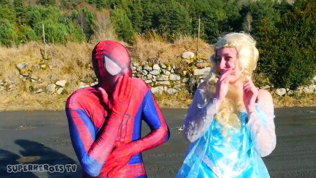 mbie vs Frozen Elsa - Spiderman Saves DSpiderman vs Zoisney Princess ELSA! Fun Superhero Real Life