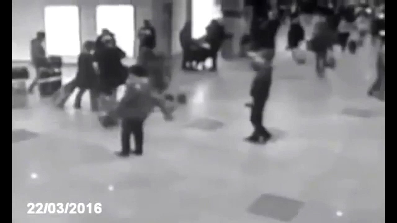 Moment of Explosion - Brussels Airport - Belgium Attacks 3-22-2016