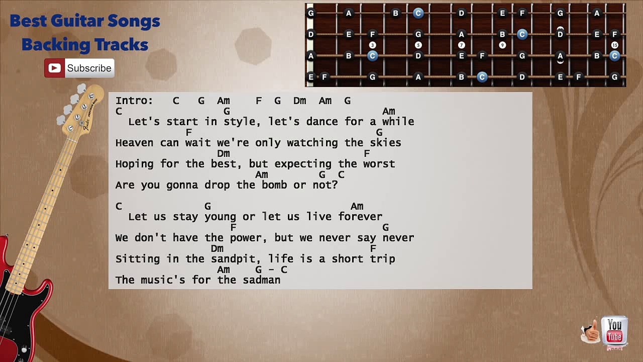 Forever Young - Alphaville Bass Backing Track with scale, chords and lyrics