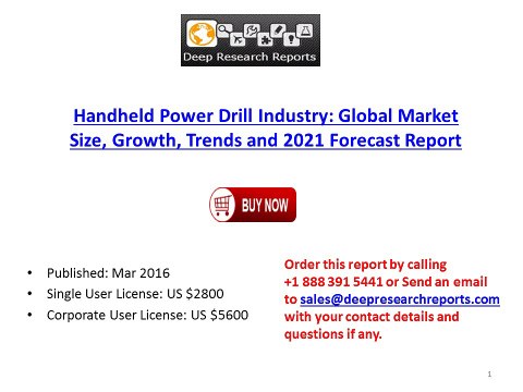 2016 Market Research Report on Global Handheld Power Drill Industry