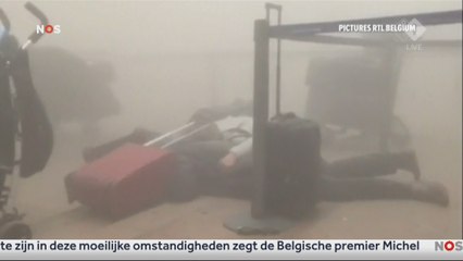 Beelden vanuit vertrekhal vliegveld Zaventem net na de aanslag in Brussel